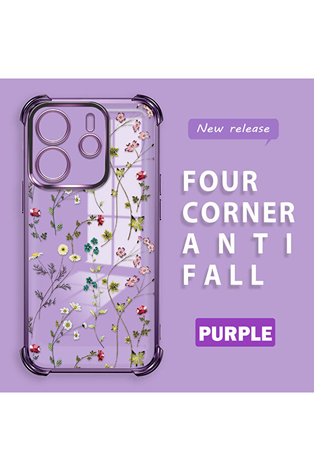 حافظة حماية من السيليكون الشفاف المتوافقة مع Xiaomi Redmi Note 14 بأنماط زهور - 1