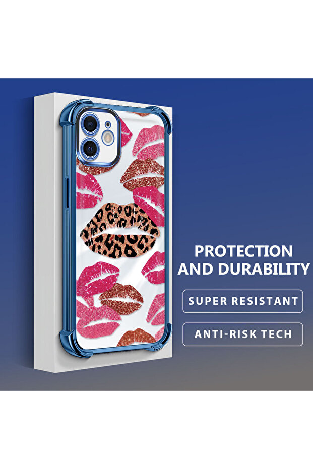 حافظة حماية من السيليكون الشفاف المتوافقة مع هاتف iPhone 12 بأنماط الشفاه - 3