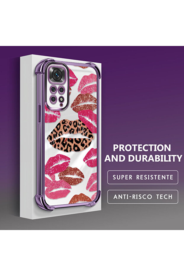 حافظة حماية من السيليكون الشفاف المتوافقة مع هاتف Xiaomi Redmi Note 11S، بأنماط الشفاه - 4