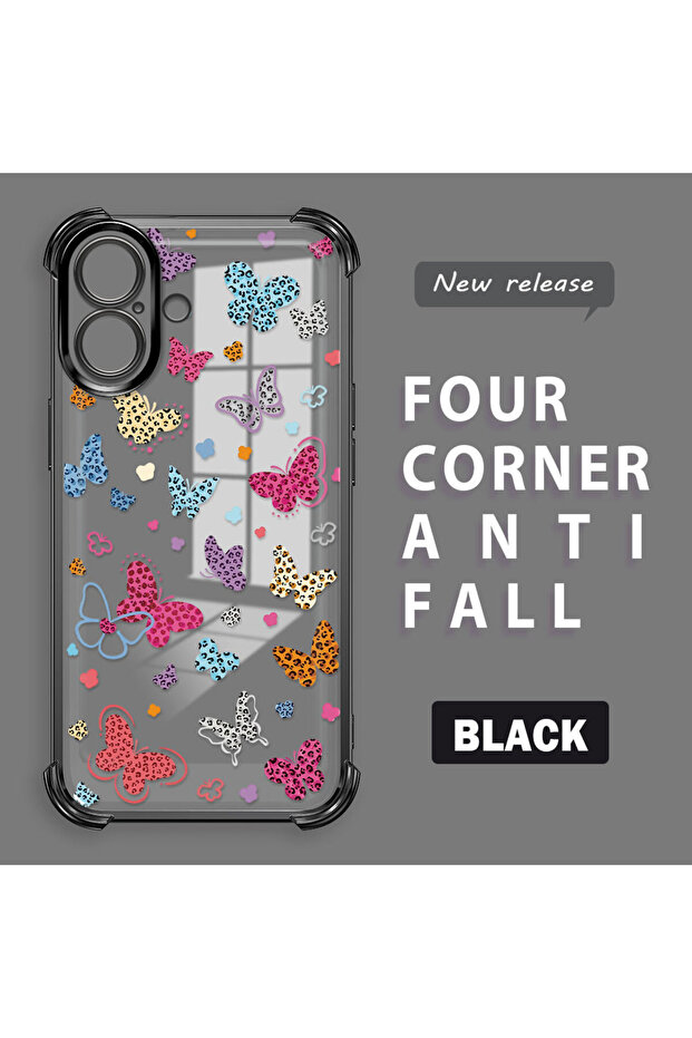 iPhone 16 Compatible Transparent Silicone Flutter Protective Case Butterfly Patterns - 2