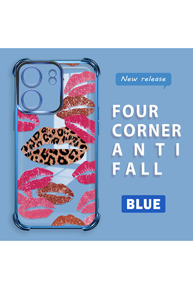 Xiaomi Redmi 13C Compatible Transparent Silicone Flutter Protective Case Lip Patterns - 1