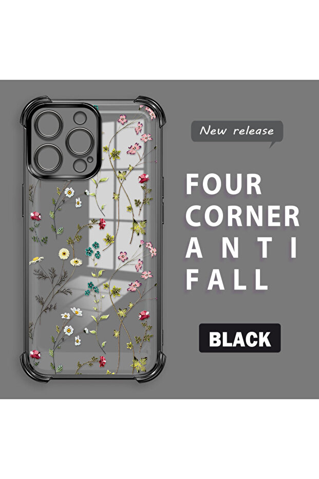 حافظة واقية من السيليكون الشفاف المتوافقة مع هاتف iPhone 14 Pro Max بأنماط زهور - 1