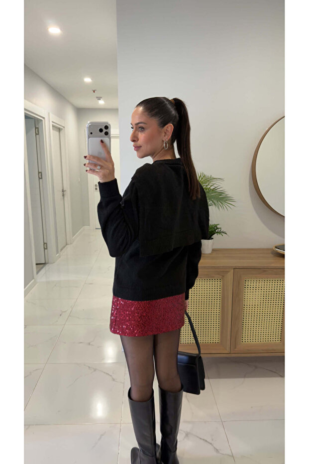 Osben Siyah Bağlamalı Triko - 2