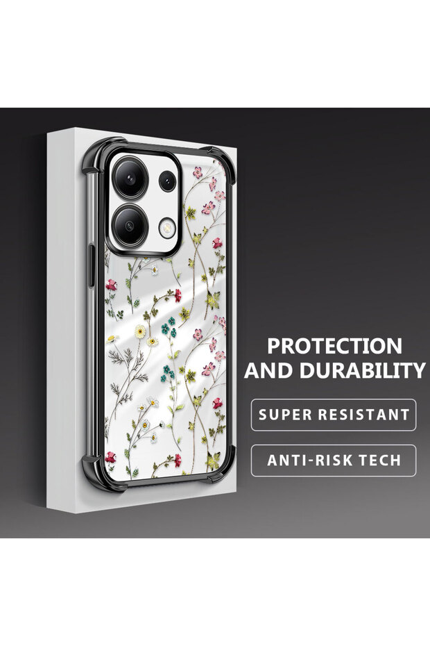 حافظة حماية من السيليكون الشفاف المتوافقة مع Xiaomi Redmi Note 13 بأنماط زهور - 4