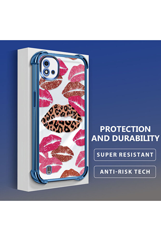 حافظة واقية من السيليكون الشفاف المتوافقة مع Realme C20/C20A بأنماط الشفاه - 3