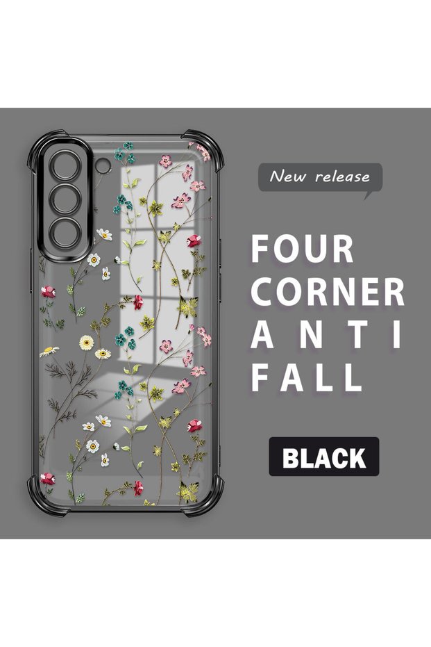 Samsung Galaxy S21 Fe 5g Compatible Transparent Silicone Flutter Protective Case Flower Patterns
