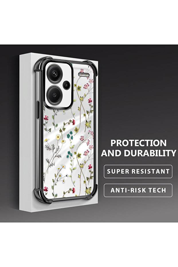 حافظة حماية من السيليكون الشفاف المتوافقة مع هاتف Xiaomi Redmi Note 13 Pro Plus 5G بأنماط زهور - 4