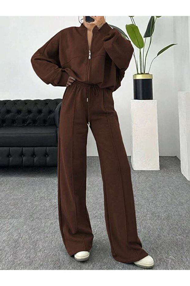 Women's Stitching Detail Jacket Sweatpants Set