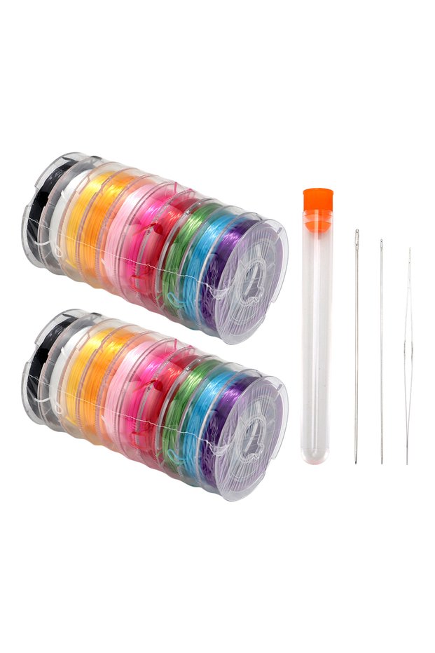 2pcs-3Needles Elastic Stretch Crystal String Cord Mixed Random Color Rope for DIY Handmade Jewelry M