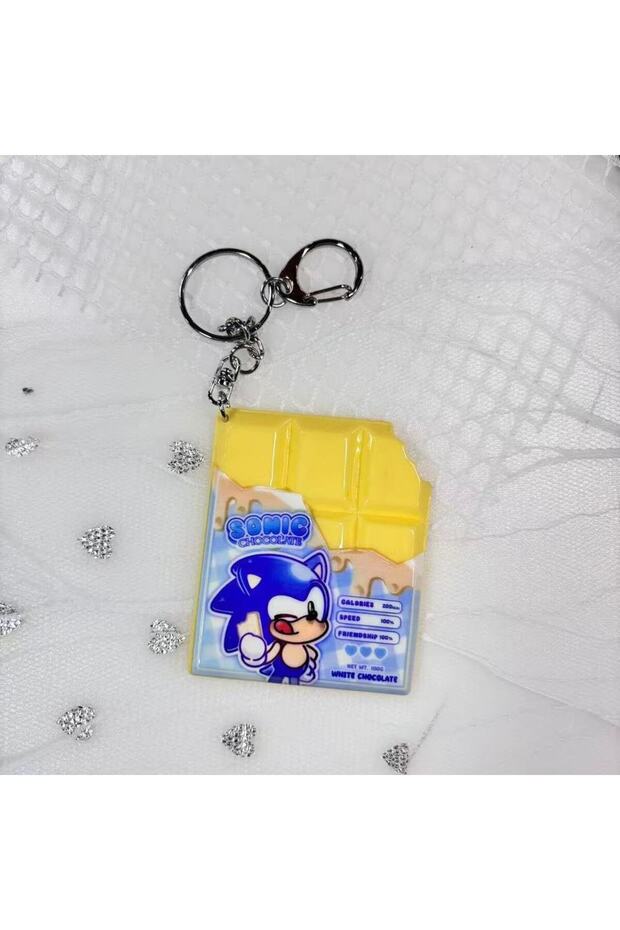 yellow Cute Hedgehog & Shadow Chocolate Keychains - Adorable chocolate-bar shaped designs with Hedge