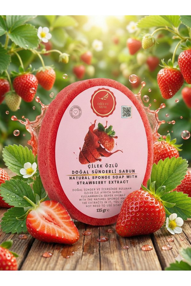 Natural Sponge Soap with Strawberry Extract