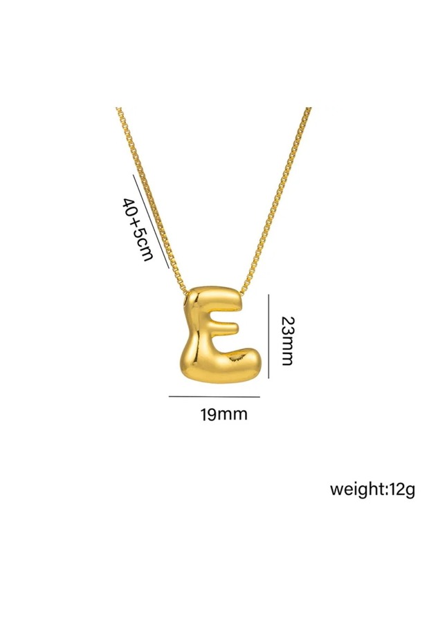 45cm TP-04742-01 Gold Plated Personalized Bubble Letter Necklace for Women -Chunky Initial Pendant J