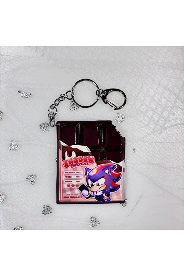 Chocolate brown Cute Hedgehog & Shadow Chocolate Keychains - Adorable chocolate-bar shaped designs w