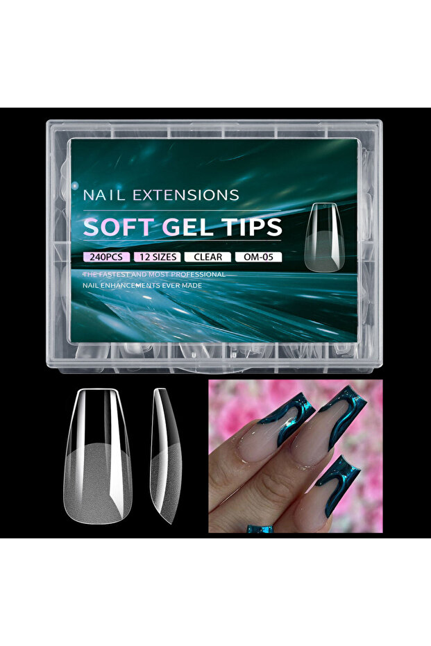 BMS05 Luxury False Nail Tips Soft Gel Fingertip Semi-matte Capsules Almond French Coffin Full Cover