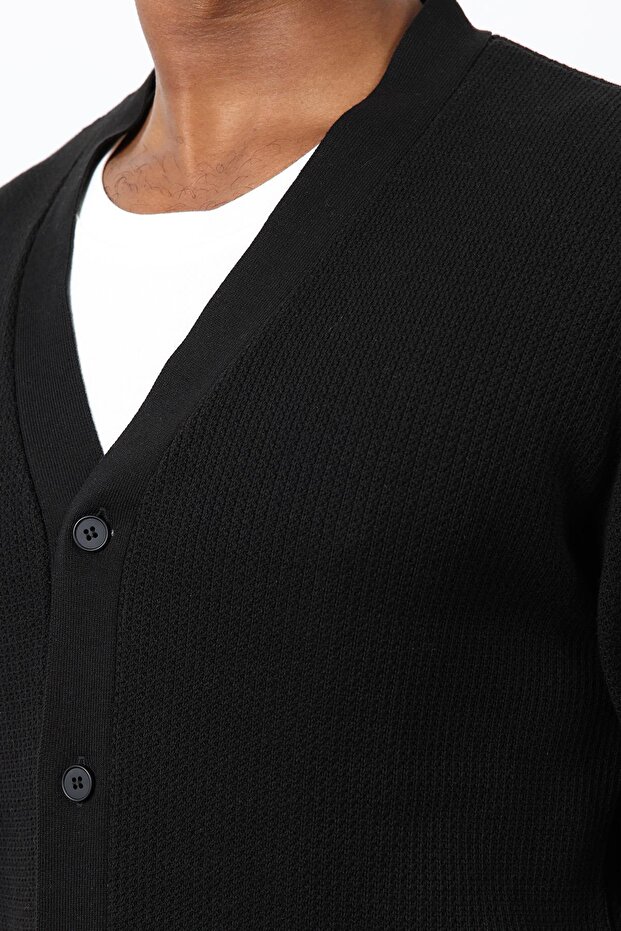 Siyah Basic Erkek Hırka - 5