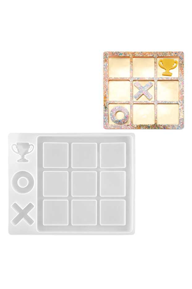 1 Tic-Tac-Toe Ox Chess Game Silicone Molds Epoxy Resin Mirror Mould for DIY Art Crafts Jewelry Maki.