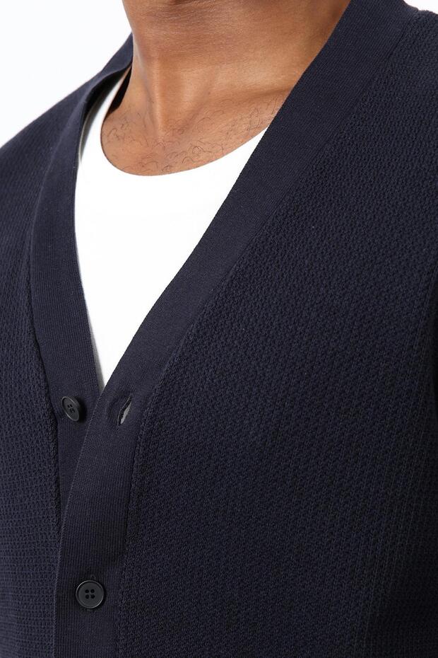 Lacivert Basic Erkek Hırka - 4