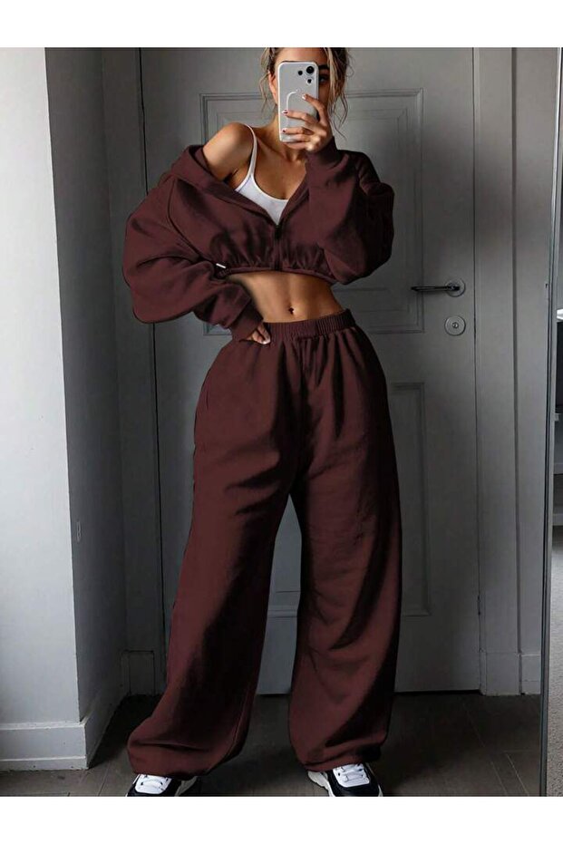 Women's New Crop Jacket Sweatpants Set