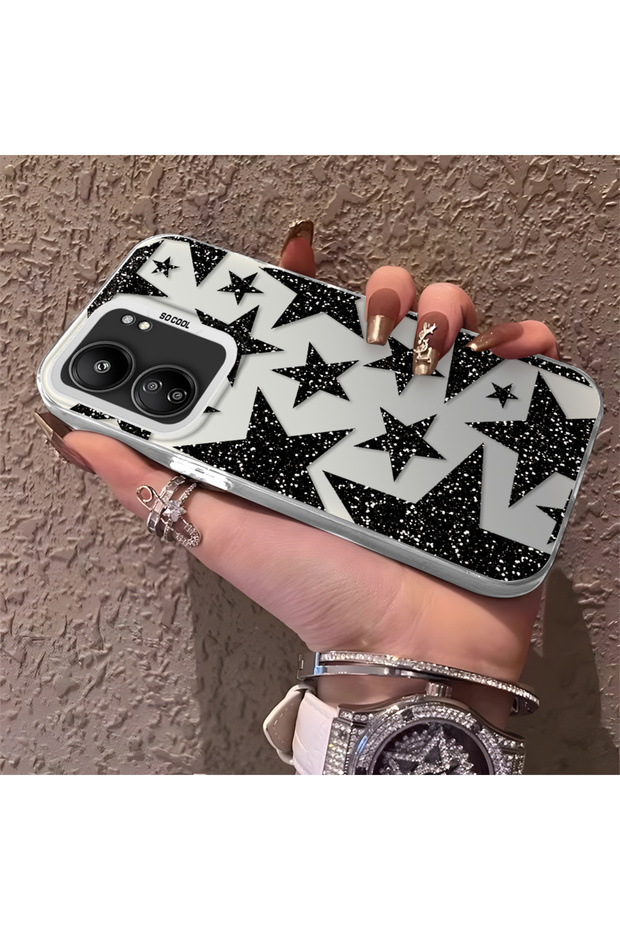 حافظة مضادة للسقوط من السيليكون المتوافقة مع Poco C65، بأنماط نجمية - 2