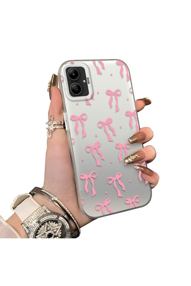 Samsung Galaxy A05 Compatible Silicone Edge Hard Back Anti-Fall Case Butterfly Knot Patterns