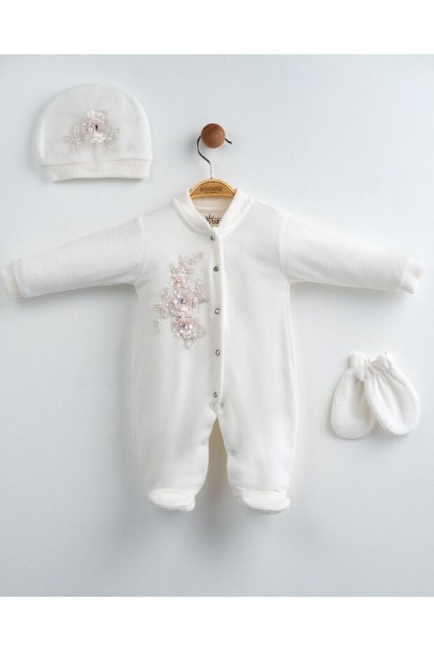 Imported Lace Luxury Velvet Newborn Romper Set 100% Cotton