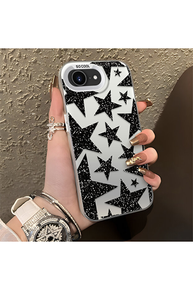 حافظة سيليكون متوافقة مع هاتف iPhone 16E ذات حافة صلبة ومضادة للسقوط بأنماط نجمية - 4