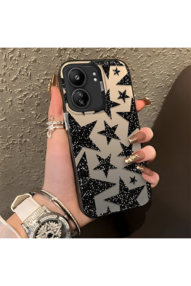 حافظة مضادة للسقوط من السيليكون المتوافقة مع Poco C65، بأنماط نجمية - 4