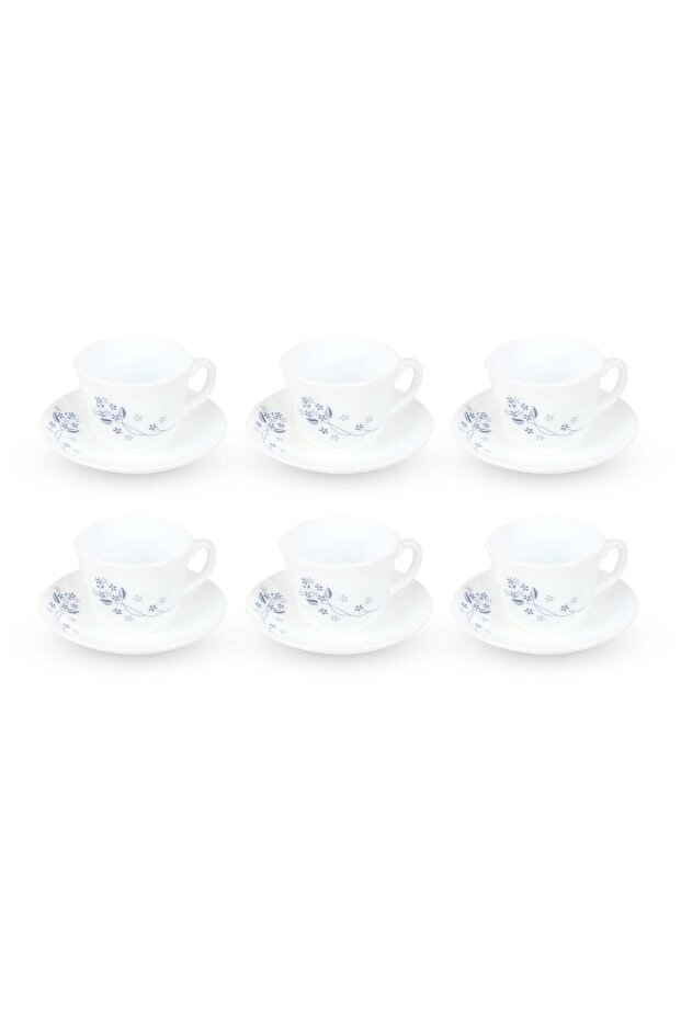 Cup & Saucer Set, 12 Pcs, 220 ml, Dainty Blue