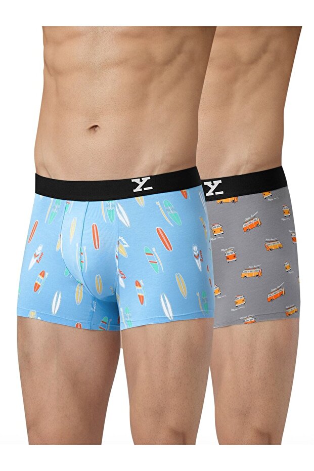 Pack of 2 - Men Surf Cotton Printed Trunks