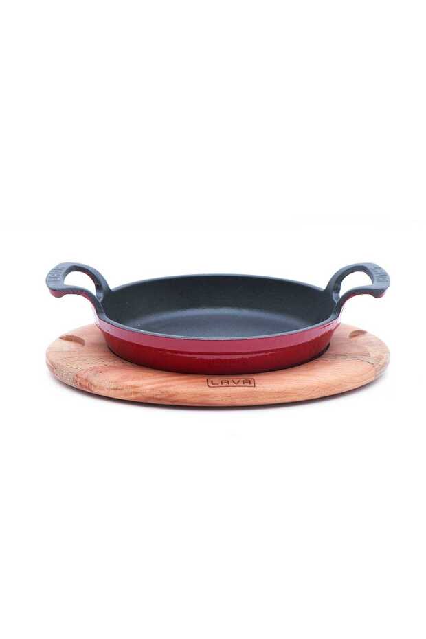 Wooden Base Cast Iron Sizzler Pan, 16 cm, AH222BE