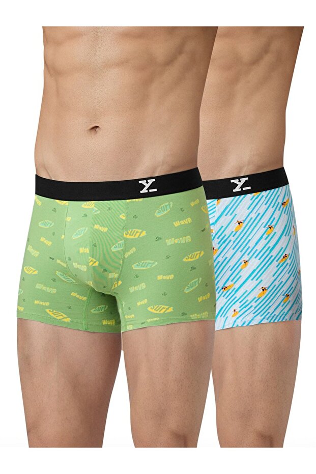 Pack of 2 - Men Surf Cotton Printed Trunks