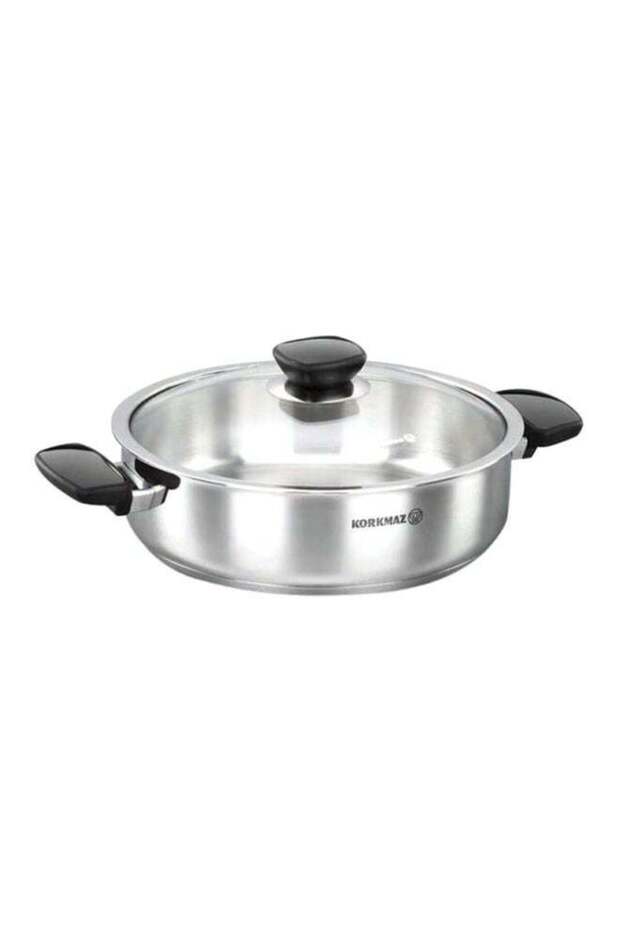 Korkmaz Kappa Stainless Steel Low Casserole Silver 26x8.5cm