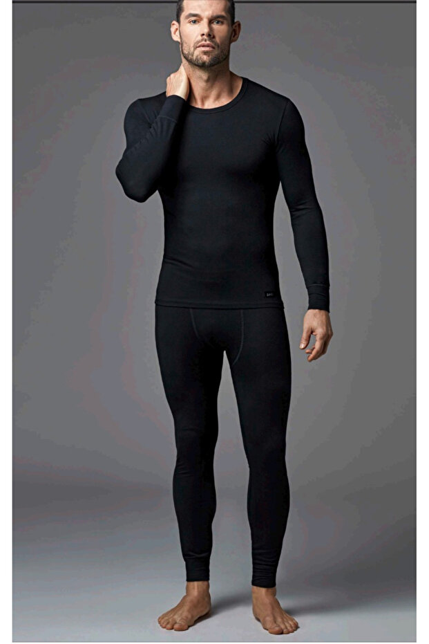 Erkek 0 Yaka Uzun Kol Termal / %47 Viloft %47 Polyester %6 Elastan Tek Üst - 1