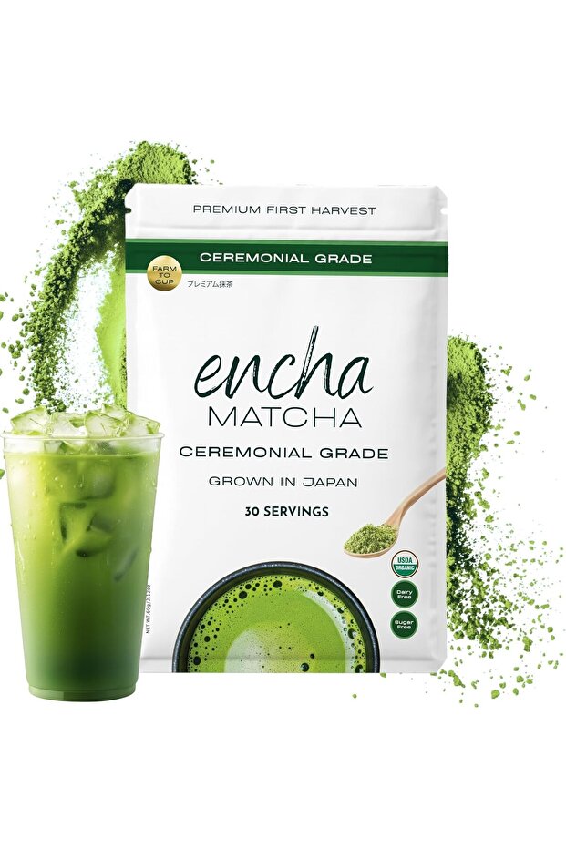 Encha Organic Matcha (Ceremonial-grade, premium 1st harvest, 60g)