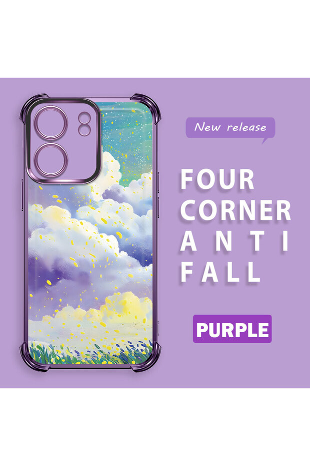 حافظة حماية من السيليكون الشفاف المتوافقة مع Xiaomi Poco C65 بأنماط سحابية ملونة - 2