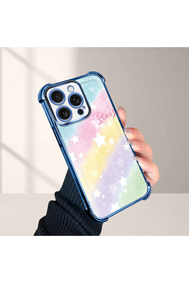 iPhone 16 Pro Compatible Transparent Silicone Flutter Protective Case Rainbow Patterns - 1