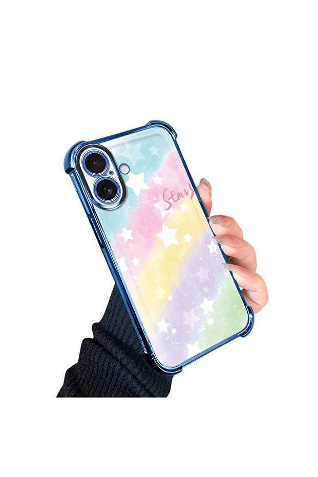 حافظة حماية من السيليكون الشفاف المتوافقة مع iPhone 16 بأنماط قوس قزح - 3