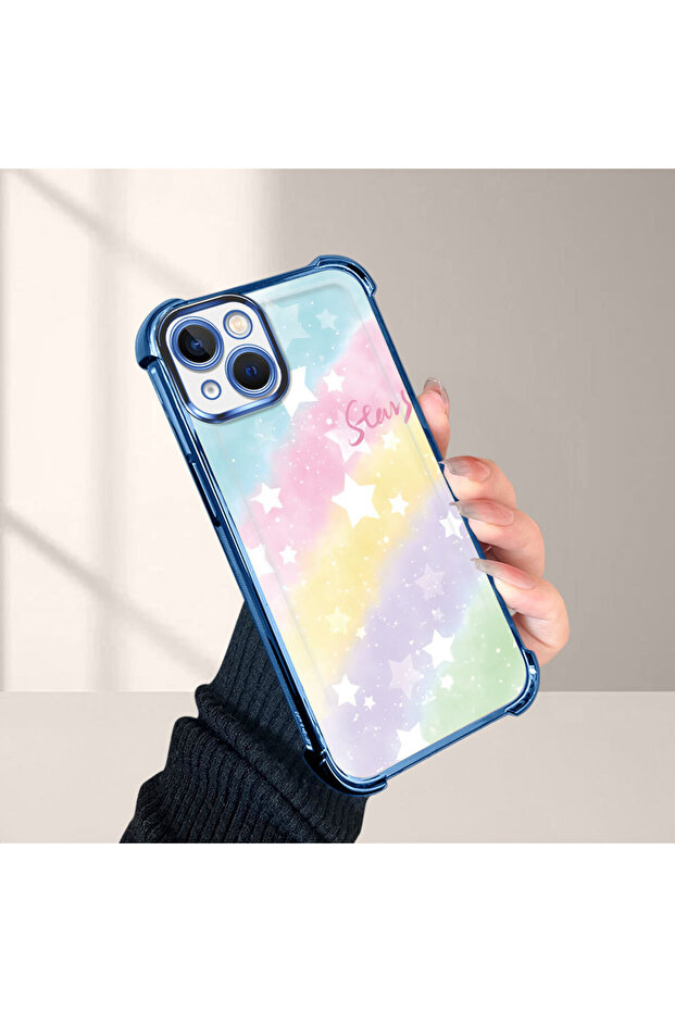 iPhone 13 Compatible Transparent Silicone Flutter Protective Case Rainbow Patterns - 1