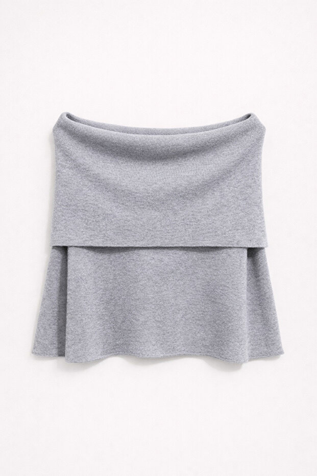 7009 Women's Madonna Collar Knitwear Blouse Anthracite