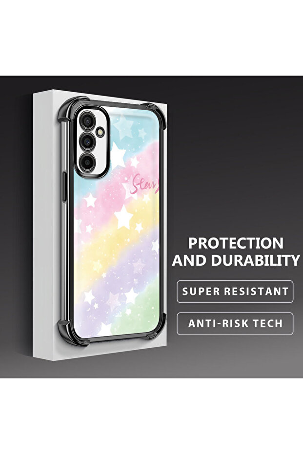 حافظة حماية من السيليكون الشفاف المتوافقة مع هاتف Samsung Galaxy M23 بأنماط قوس قزح - 4