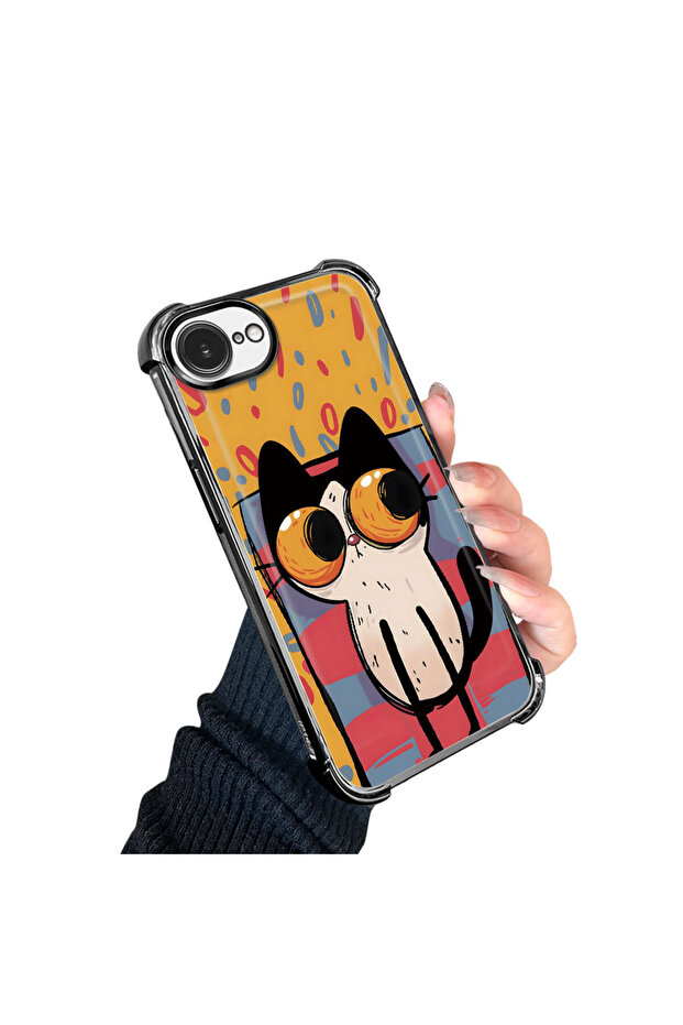 iPhone 16E Compatible Transparent Silicone Flutter Protective Case Kitten Patterns - 3