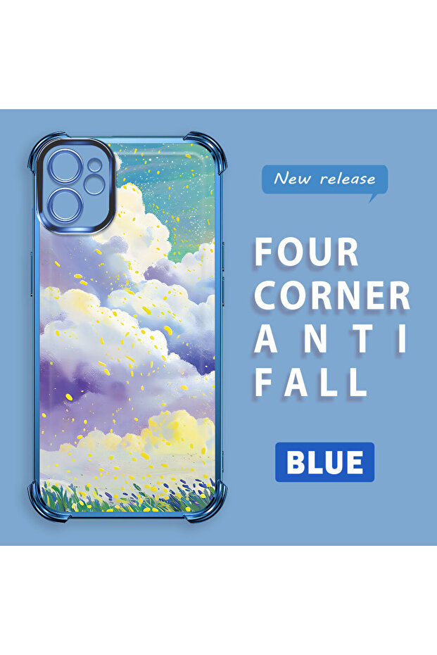 حافظة واقية من السيليكون الشفاف المتوافقة مع هاتف iPhone 11، أنماط سحابية ملونة - 3