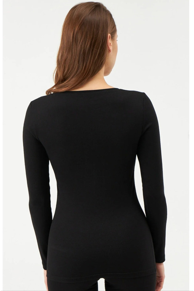 Kadın 0 Yaka Uzun Kol Termal / %47 Viloft %47 Polyester %6 Elastan Tek Üst - 3