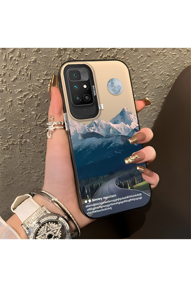 Xiaomi Redmi 10 2022 Compatible Silicone Edge Hard Back Anti Fall Case Mountain Peak Patterns