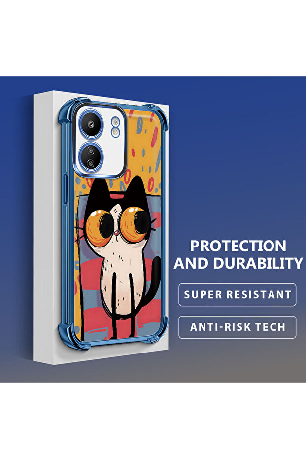 Xiaomi Redmi 13C Compatible Transparent Silicone Flutter Protective Case Kitten Patterns - 1