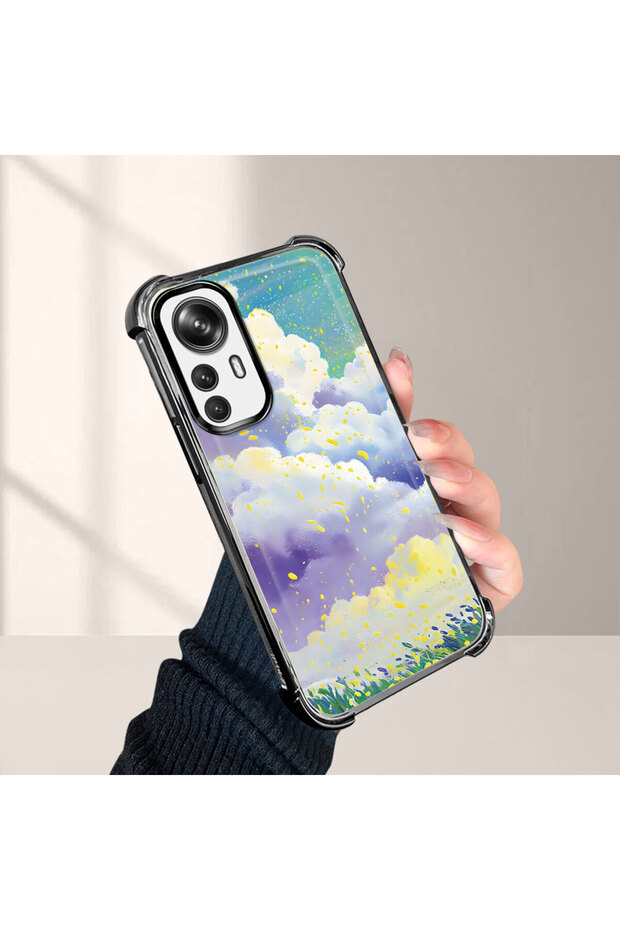 Xiaomi Mi 12t Compatible Transparent Silicone Flutter Protective Case Colorful Cloud Patterns