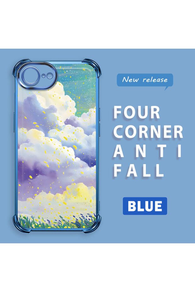 iPhone 16E Compatible Transparent Silicone Flutter Protective Case Colorful Cloud Patterns - 2