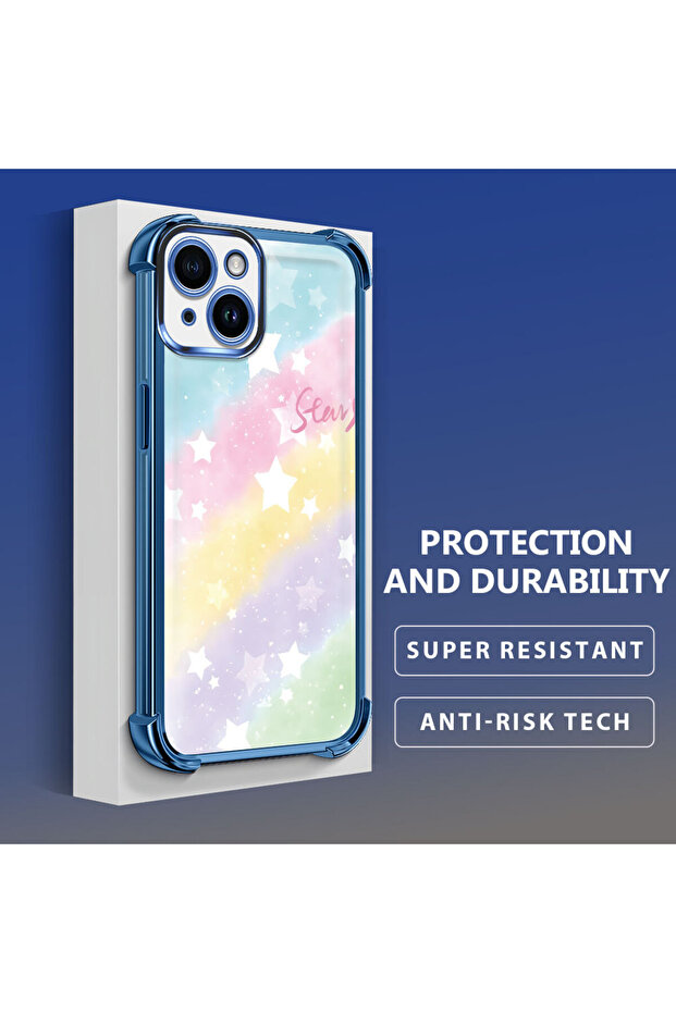 iPhone 14 Compatible Transparent Silicone Flutter Protective Case Rainbow Patterns - 4