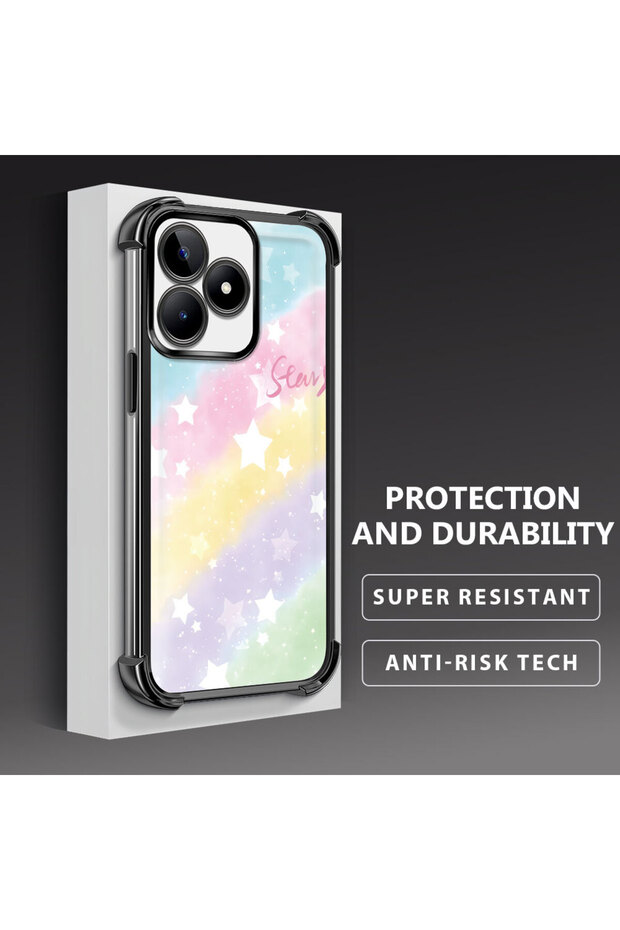 حافظة حماية من السيليكون الشفاف المتوافقة مع Realme C53 بأنماط قوس قزح - 4