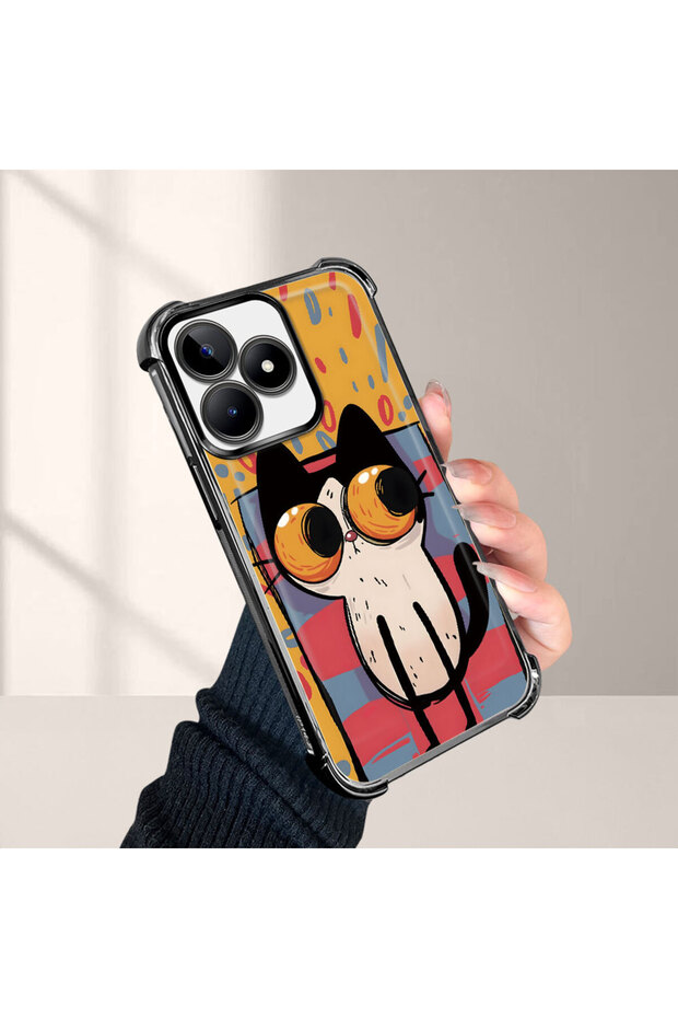 Realme Note 50 Compatible Transparent Silicone Flutter Protective Case Kittens Patterns - 4